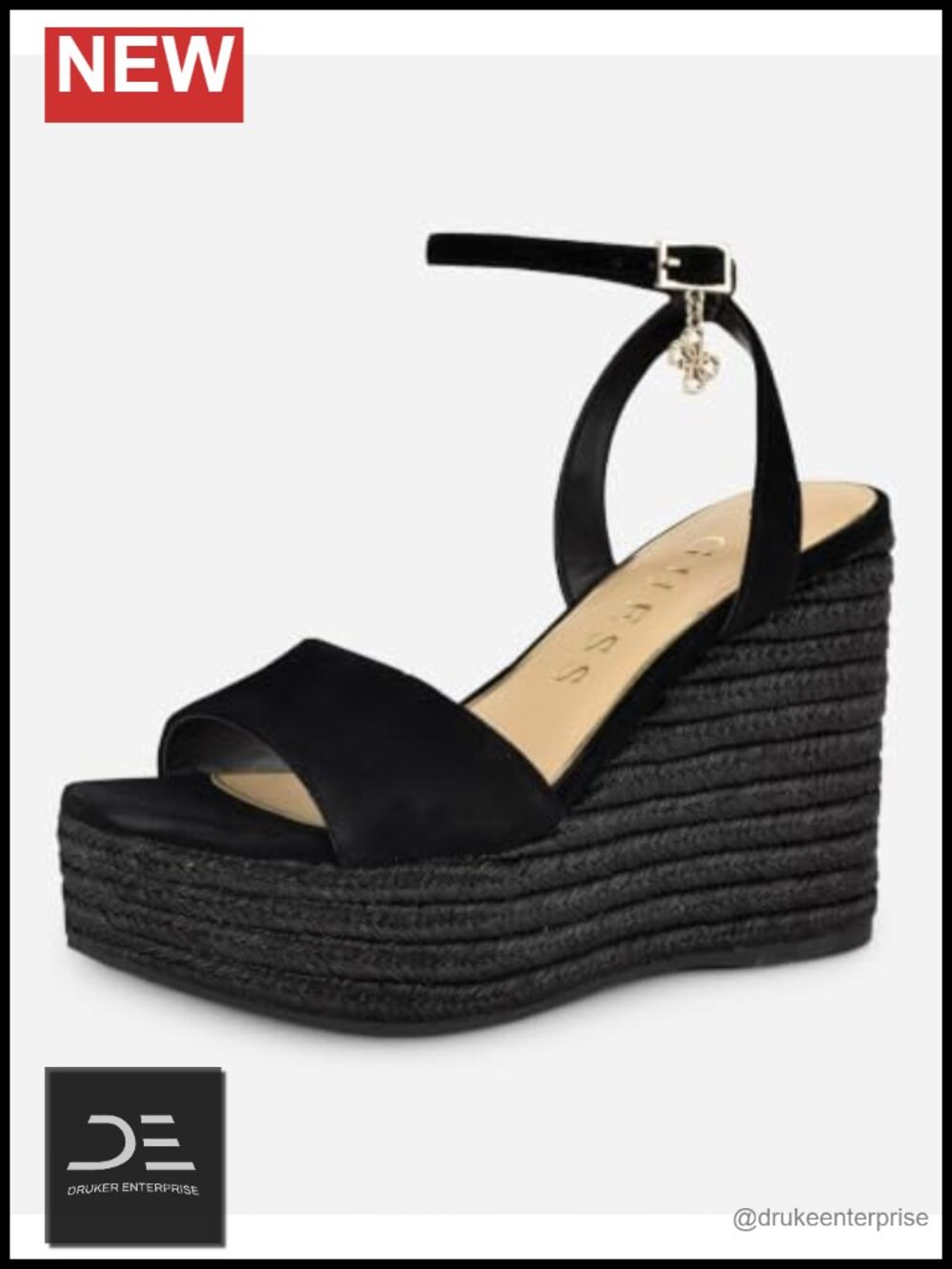 Women's Suede Platform Wedge Sandals with Shimmer Finish - Espadrille Style